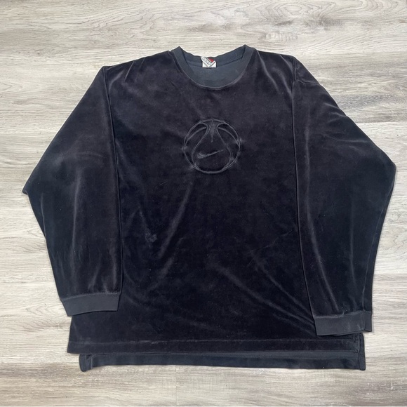 Nike Other - Vintage 90’s Nike Charcoal Team Sports center swoosh Crewneck velour sz L